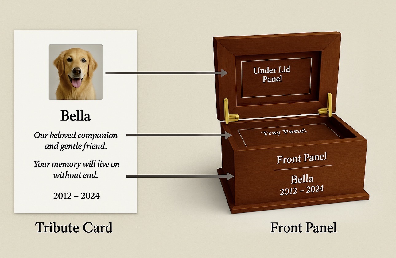 Tribute card mapped to urn panels