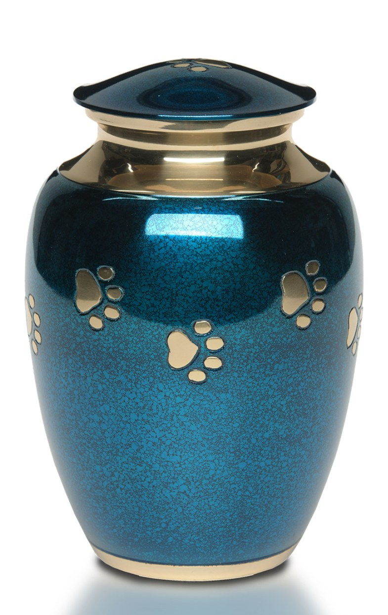 Blue paw print vendor urn blank