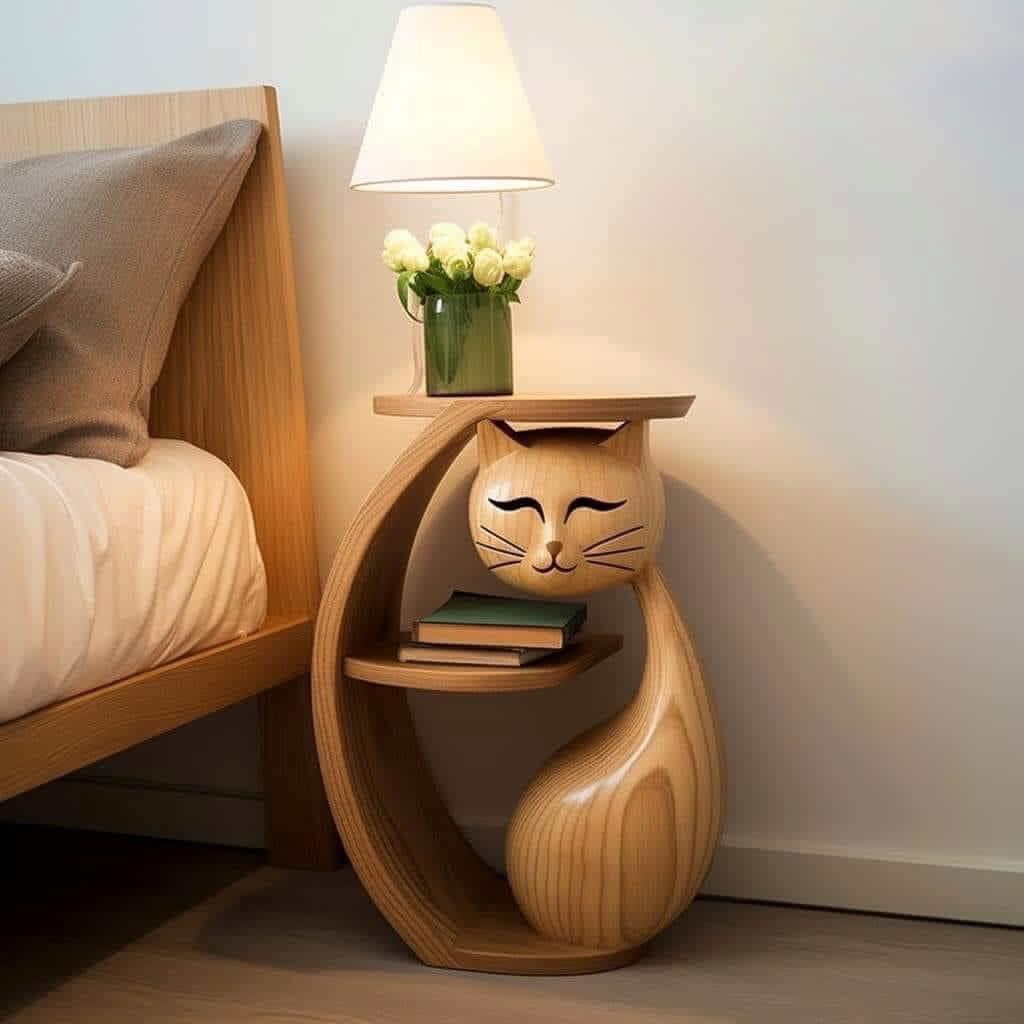 Cat shaped bedside table keepsake product