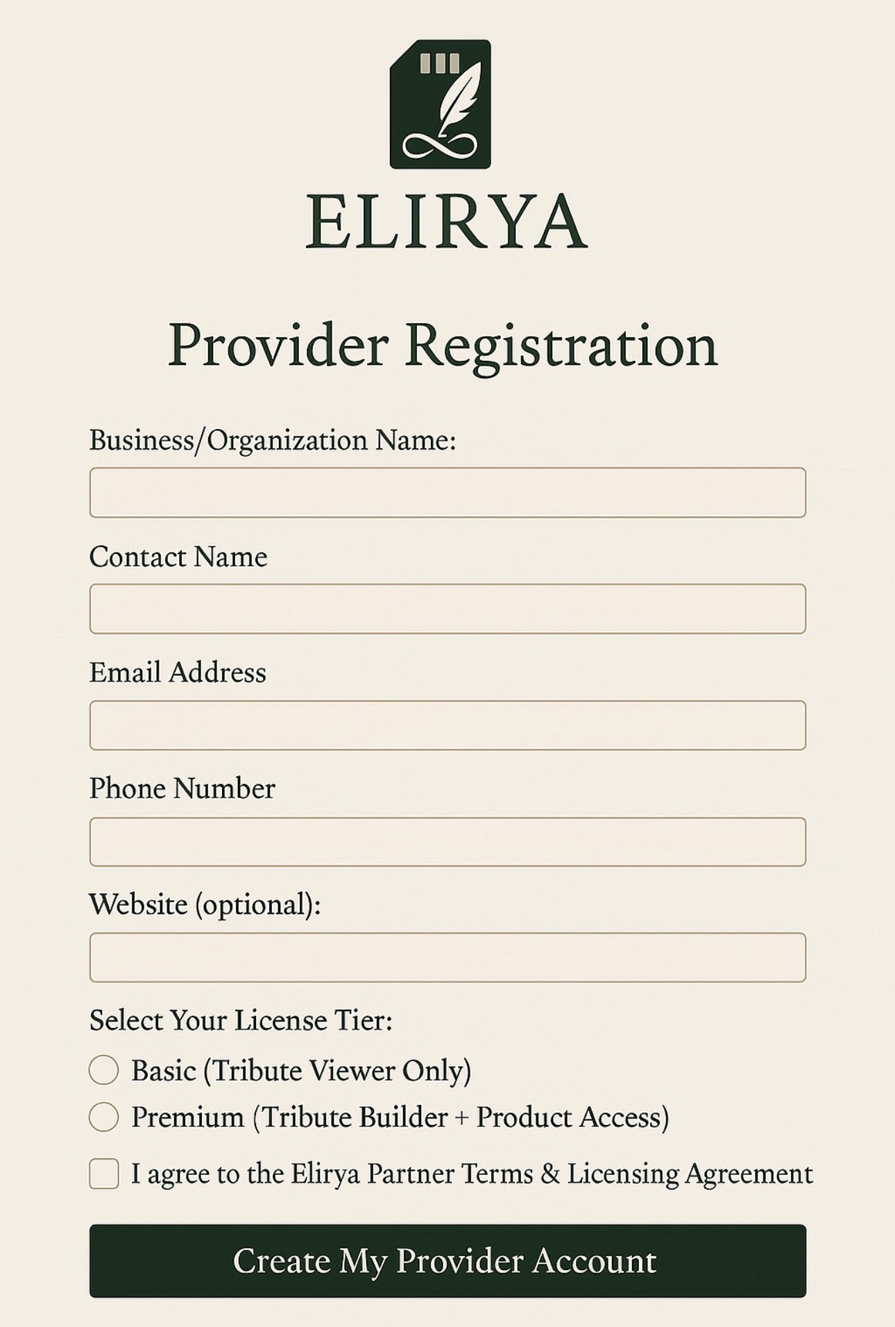 Ternvia provider registration reference form